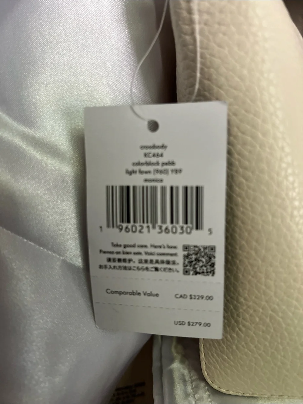 Kate Spade Pebbled Leather Crossbody Bag in Tan and White